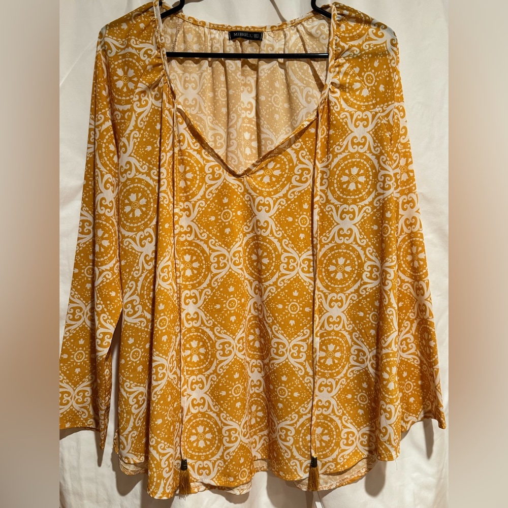 Yellow Patterned Women's Top